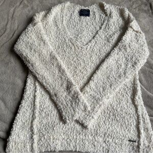 Abercrombie & Fitch Textured White V-Neck Sweater